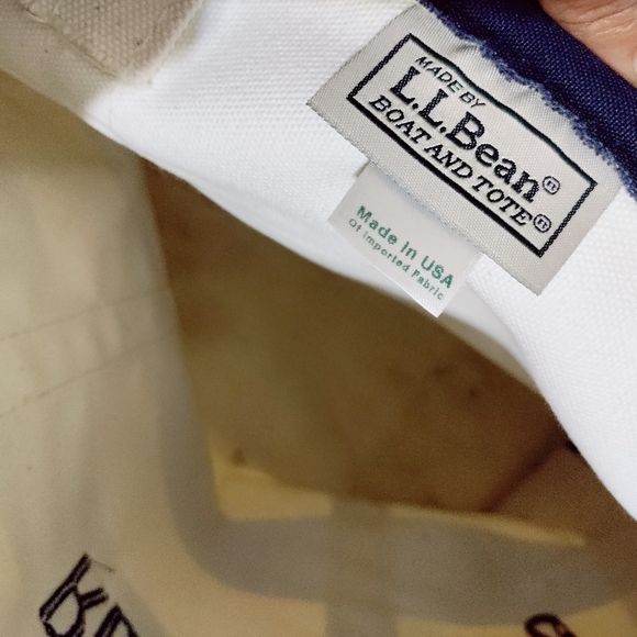 Rare Vintage LL Bean Heavy Canvas Two-Tone Yellow  Blue Trim Boat & Tote Bag USA - Picture 10 of 11